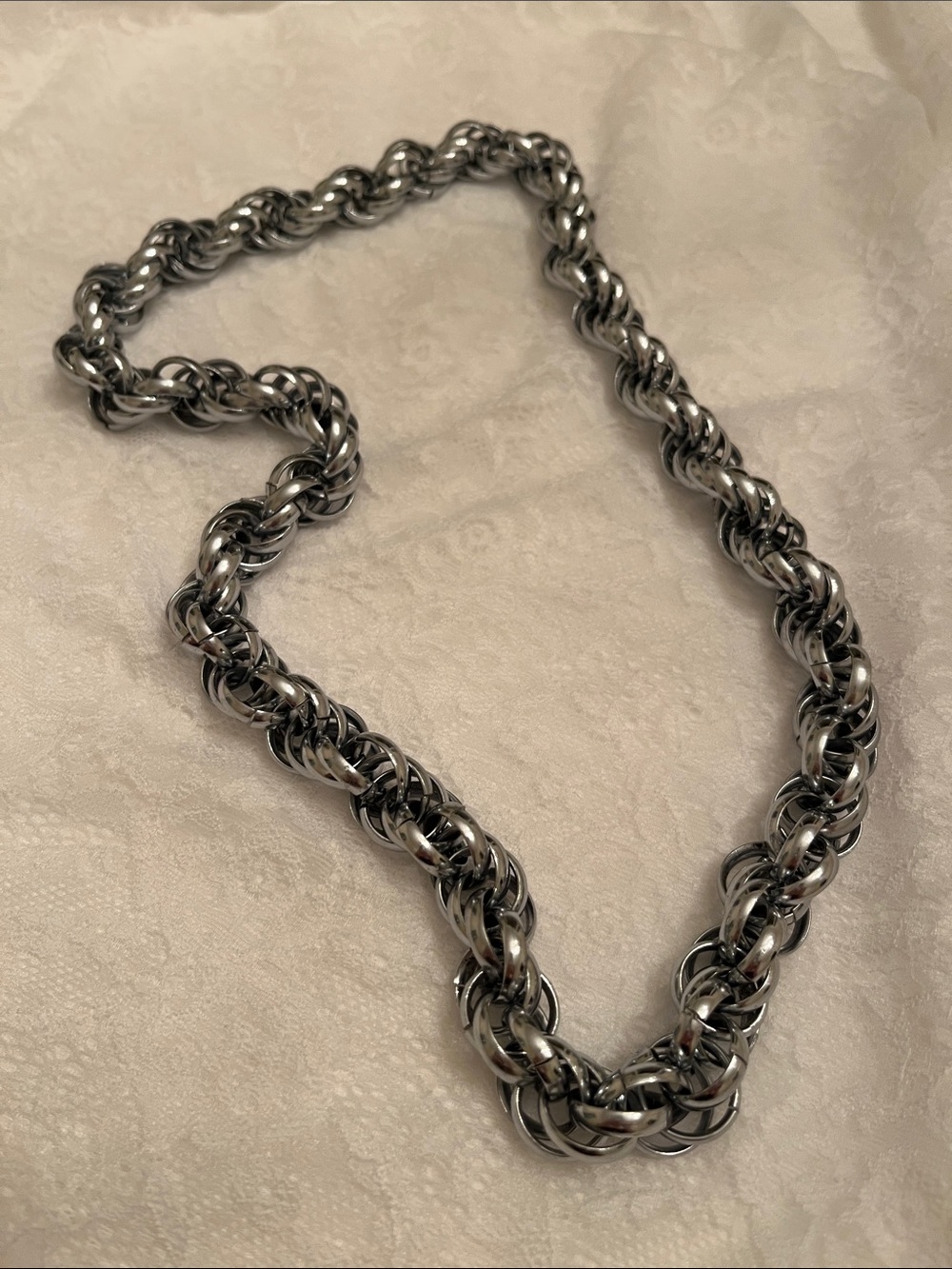 Chunky Silver-Tone Rope Chain Necklace - Picture 2 of 3